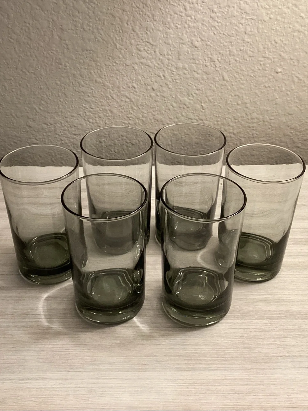 Vtg Libbey Gray Smoke Juice Glasses Set Of 6 - 1970s MCM Retro Barware - IEC